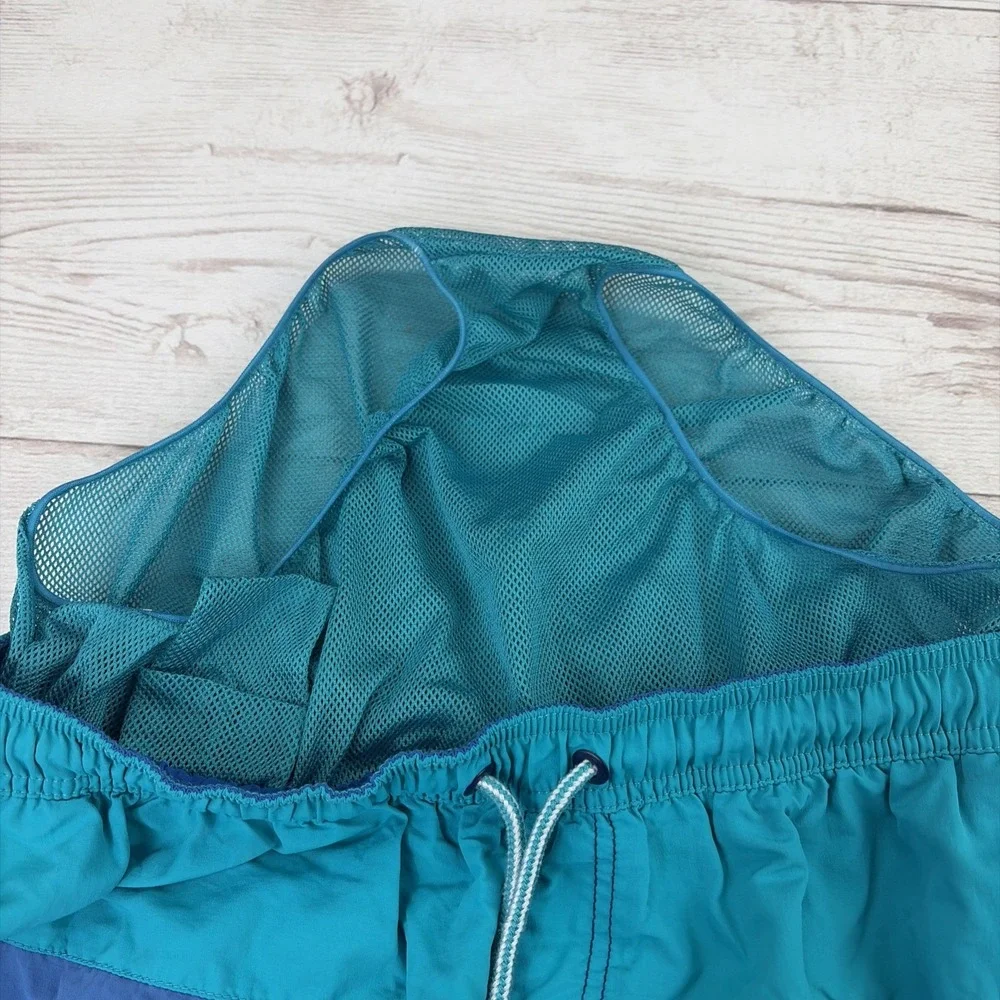 Speedo Men's Medium Blue Teal Navy Colorblock Volley Swim Trunks Excellent!